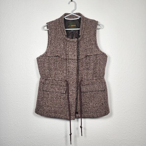 Eddie Bauer Wool Mohair Blend Vest Women Herringbone Button Front Pockets Medium - Picture 2 of 10